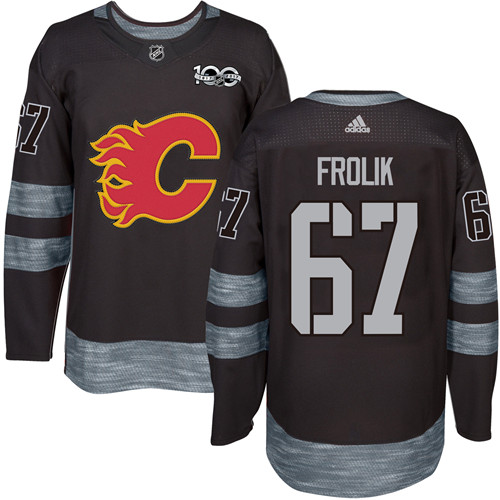 Herren Calgary Flames Eishockey Trikot Michael Frolik #67 Authentic Schwarz 1917-2017 100th Anniversary